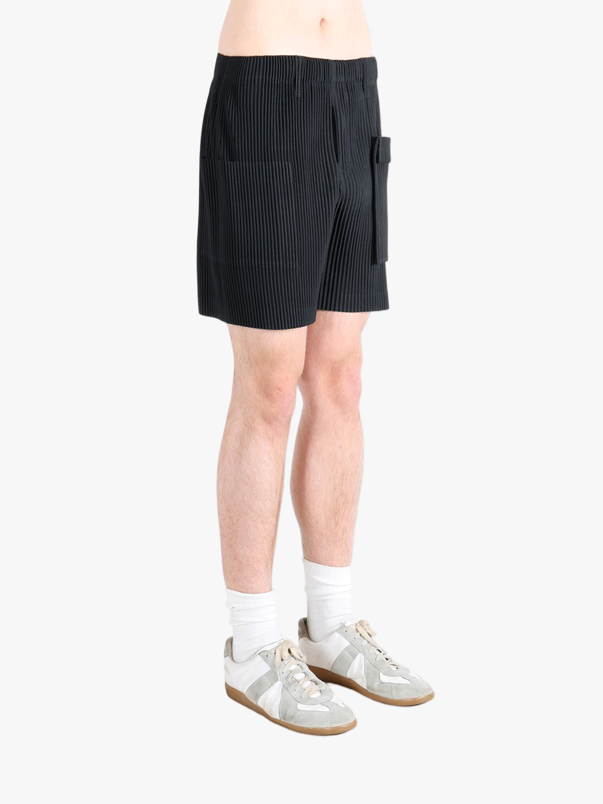 Black pants worn by a person, showing the pants fit
