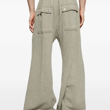 Grey pants worn by a person, showing the pants fit