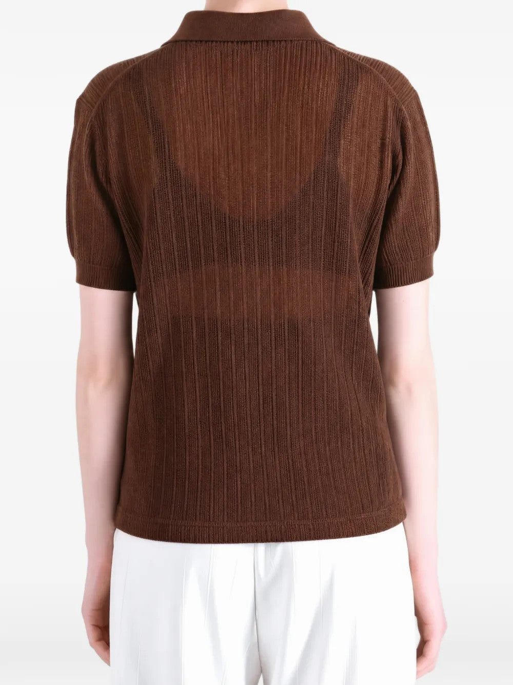 Brown shirt worn by a person, showing the shirt fit