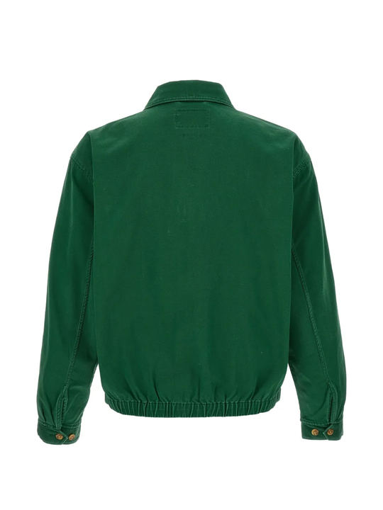 Green windbreaker, back view