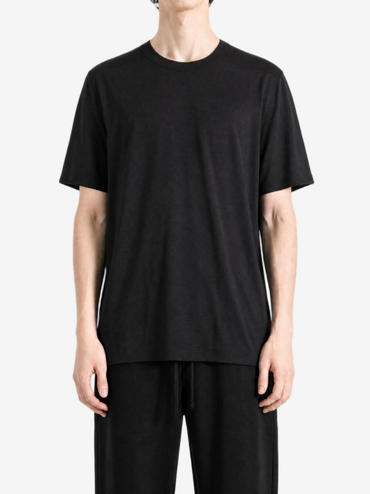 Black t-shirt, full body view