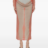 JEAN PAUL GAULTIER - Women Draped Pinstripe Body Morphing Long Skirt