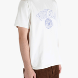 White t-shirt worn by a person, showing the t-shirt's fit