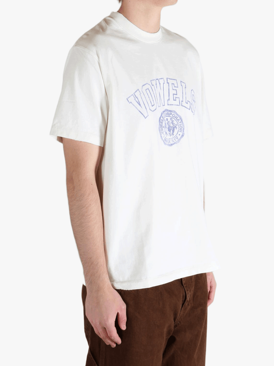 White t-shirt worn by a person, showing the t-shirt's fit