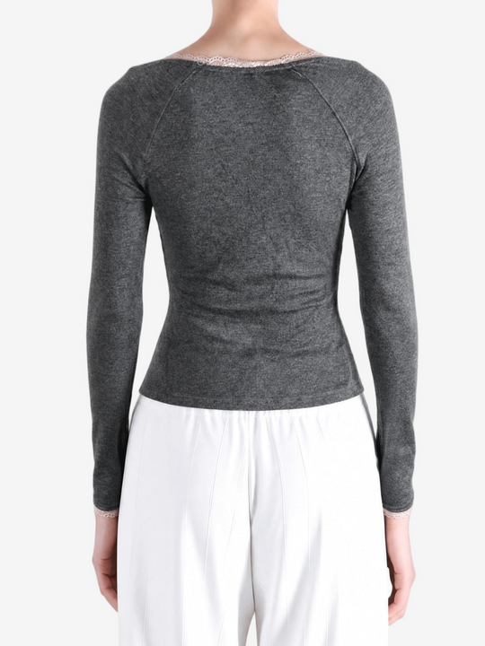 Grey top, full body view