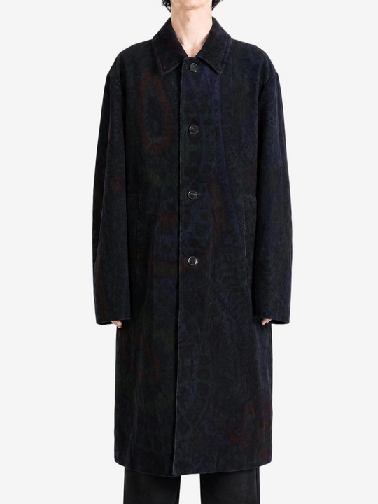 Navy jacket, full body view