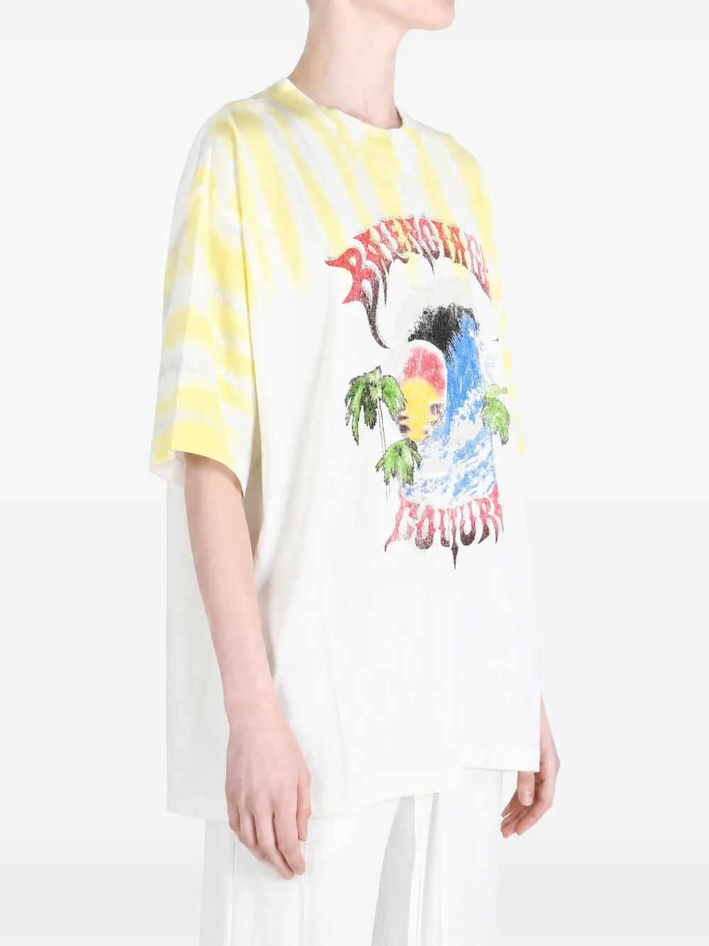 White t-shirt worn by a person, showing the t-shirt fit