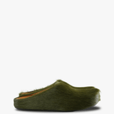 Green sandals, side view