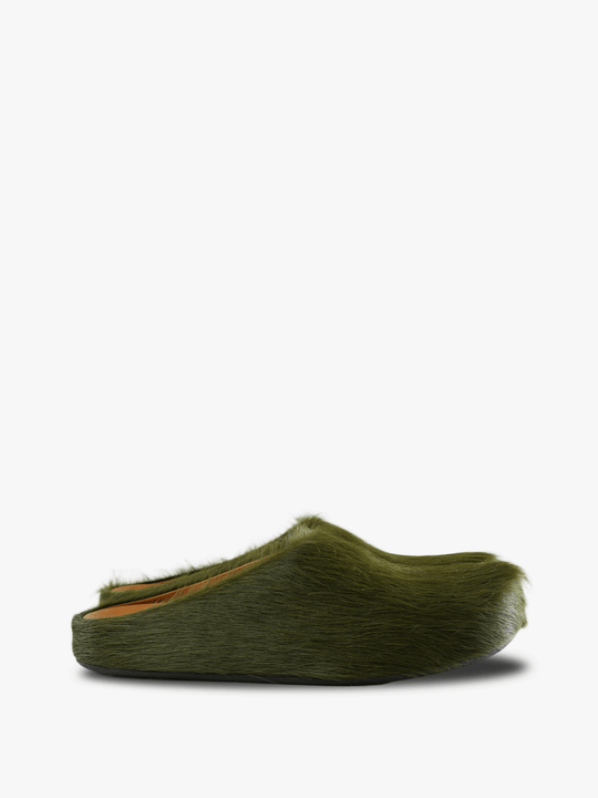 Green sandals, side view