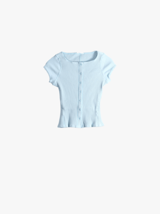 Blue knitwear, front view