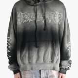 Gray hoodie worn by a person, showing the hoodie fit