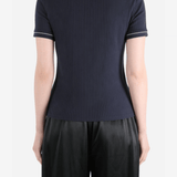 Blue t-shirts worn by a person, showing the t-shirts fit