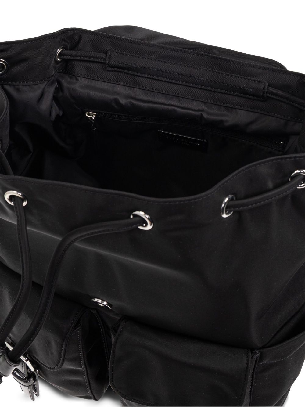 Close up of black bag, showing texture of the polyamide fabric