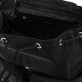 Close up of black bag, showing texture of the polyamide fabric