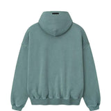 Green hoodie, back view