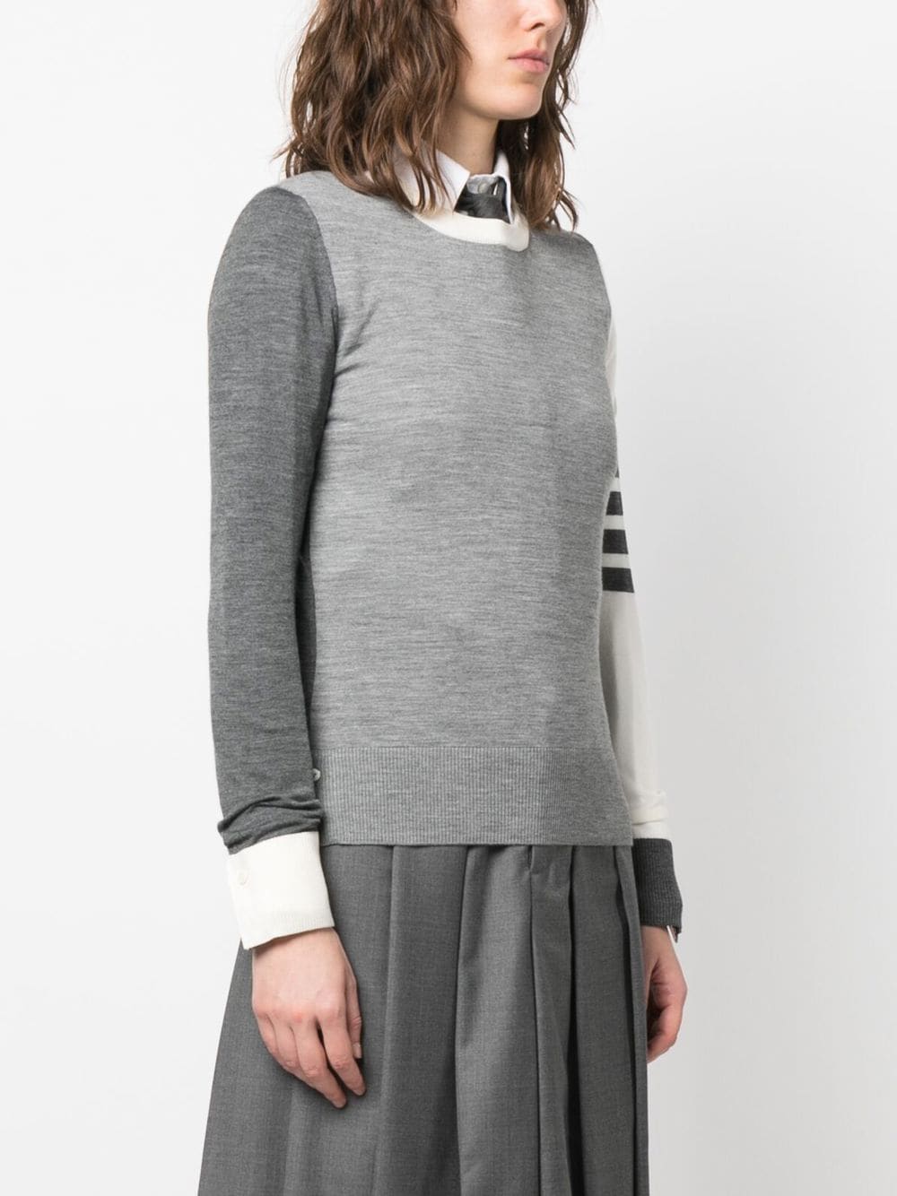 THOM BROWNE Women Fun Mix Relaxed Fit Crew Neck Pullover In Fine