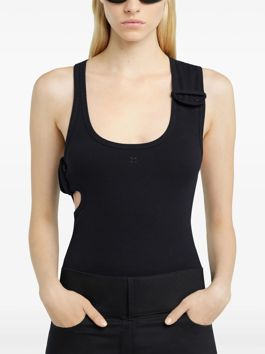 COURRÈGES - Women Double Buckle 90'S Rib Tank Top