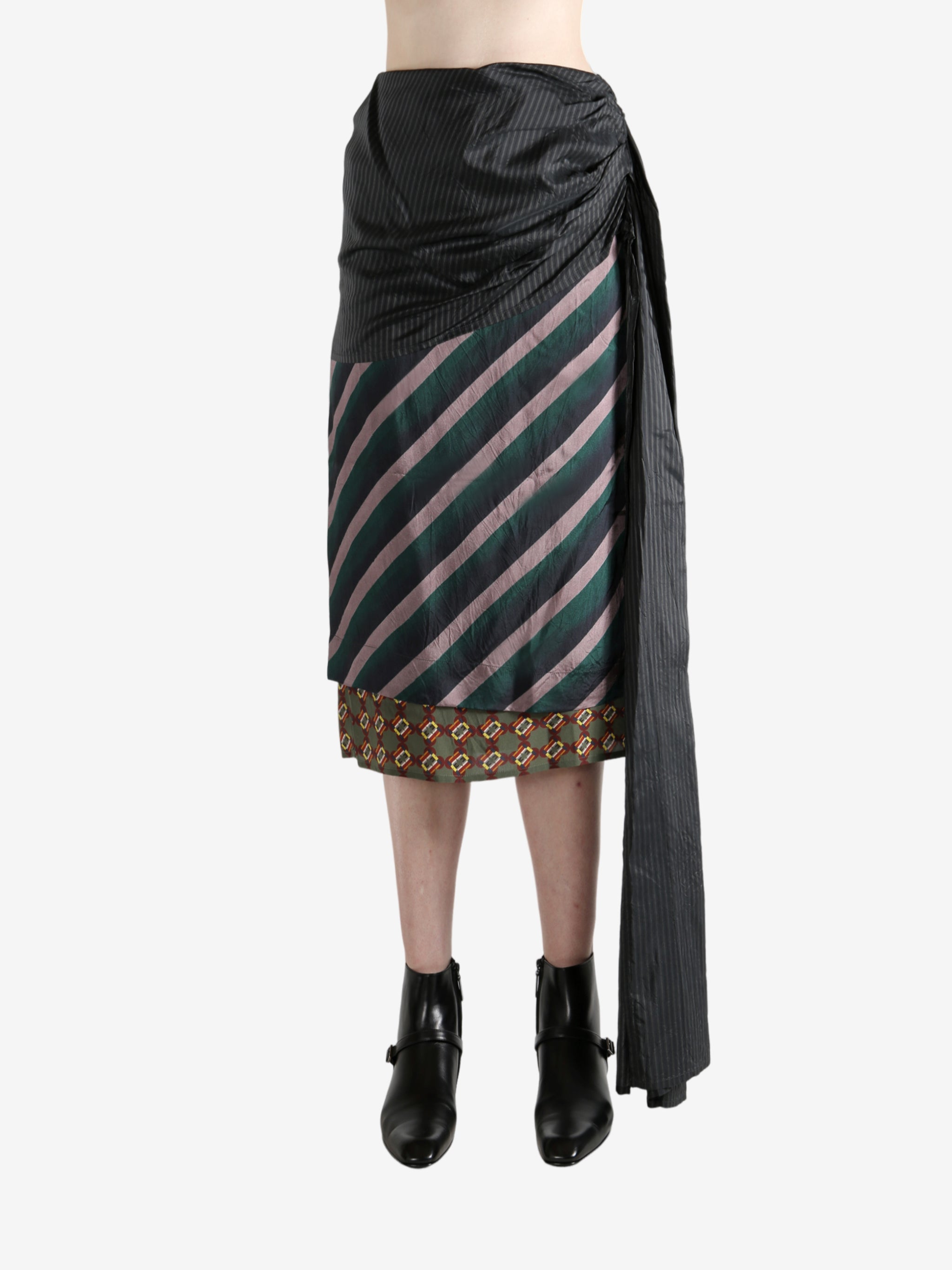 Navy skirt worn by a person, showing the skirt's fit