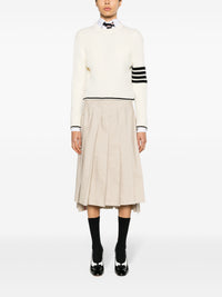 THOM BROWNE - Women Baby Cable Cropped Crew Neck Pullover In Merino Wool W/4 Bar Stripes