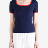 Navy t-shirt, front view