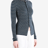 AURALEE - Women Shetland Wool Cashmere Rib Knit Crewneck Cardigan