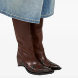 Brown boots, front view