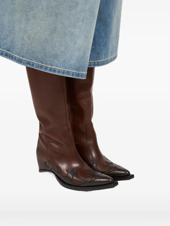 Brown boots, front view