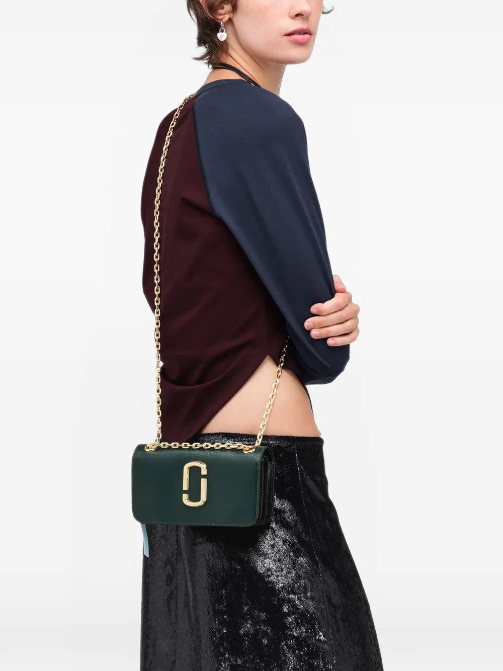 Green accessories, full body view