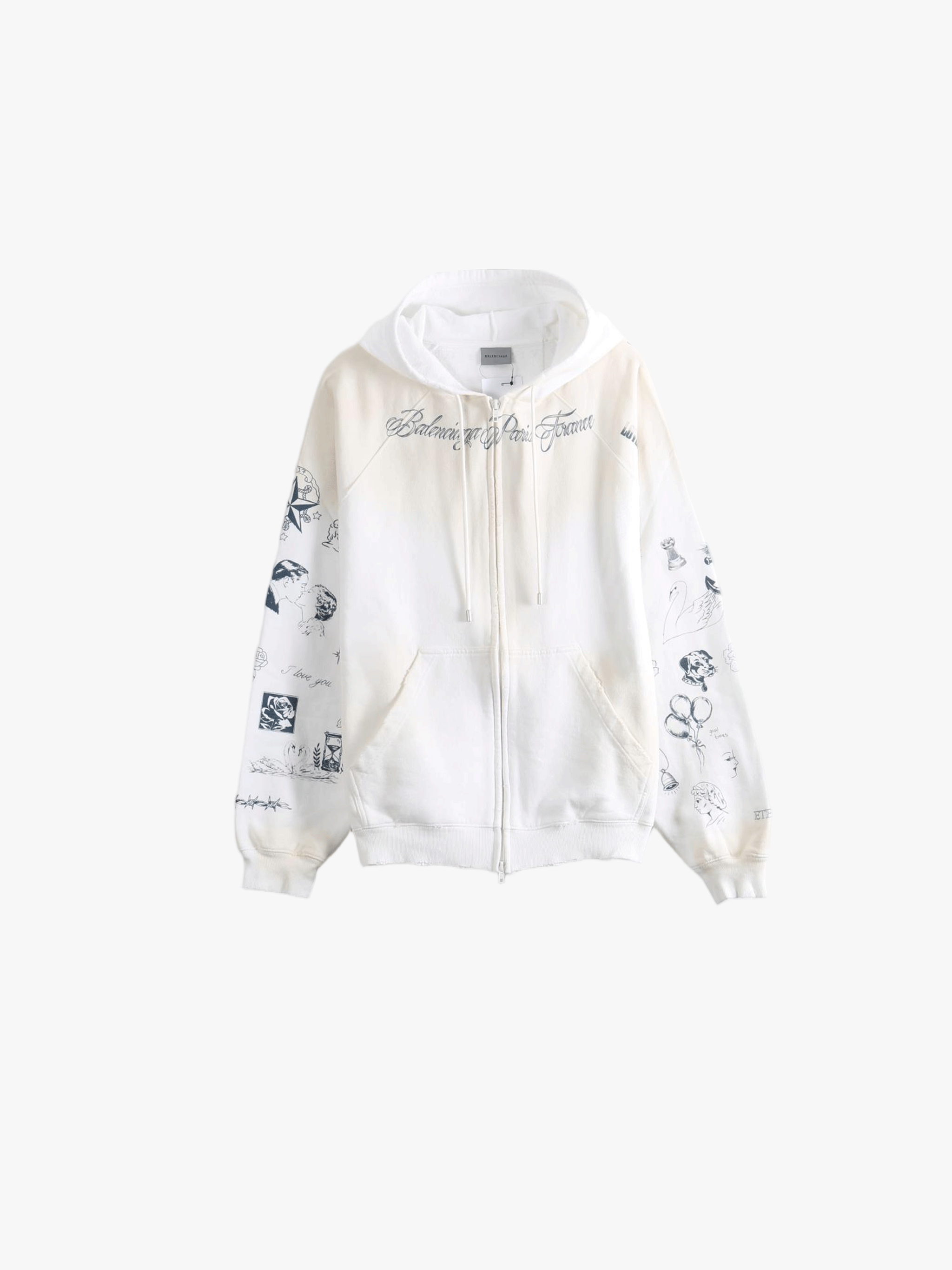 White hoodie, front view