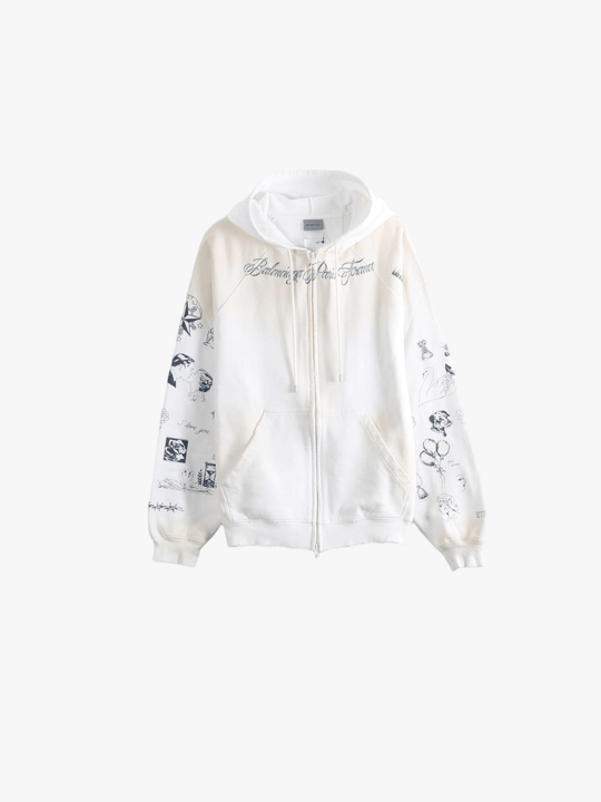 White hoodie, front view