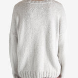 Grey sweater worn by a person, showing the sweater fit