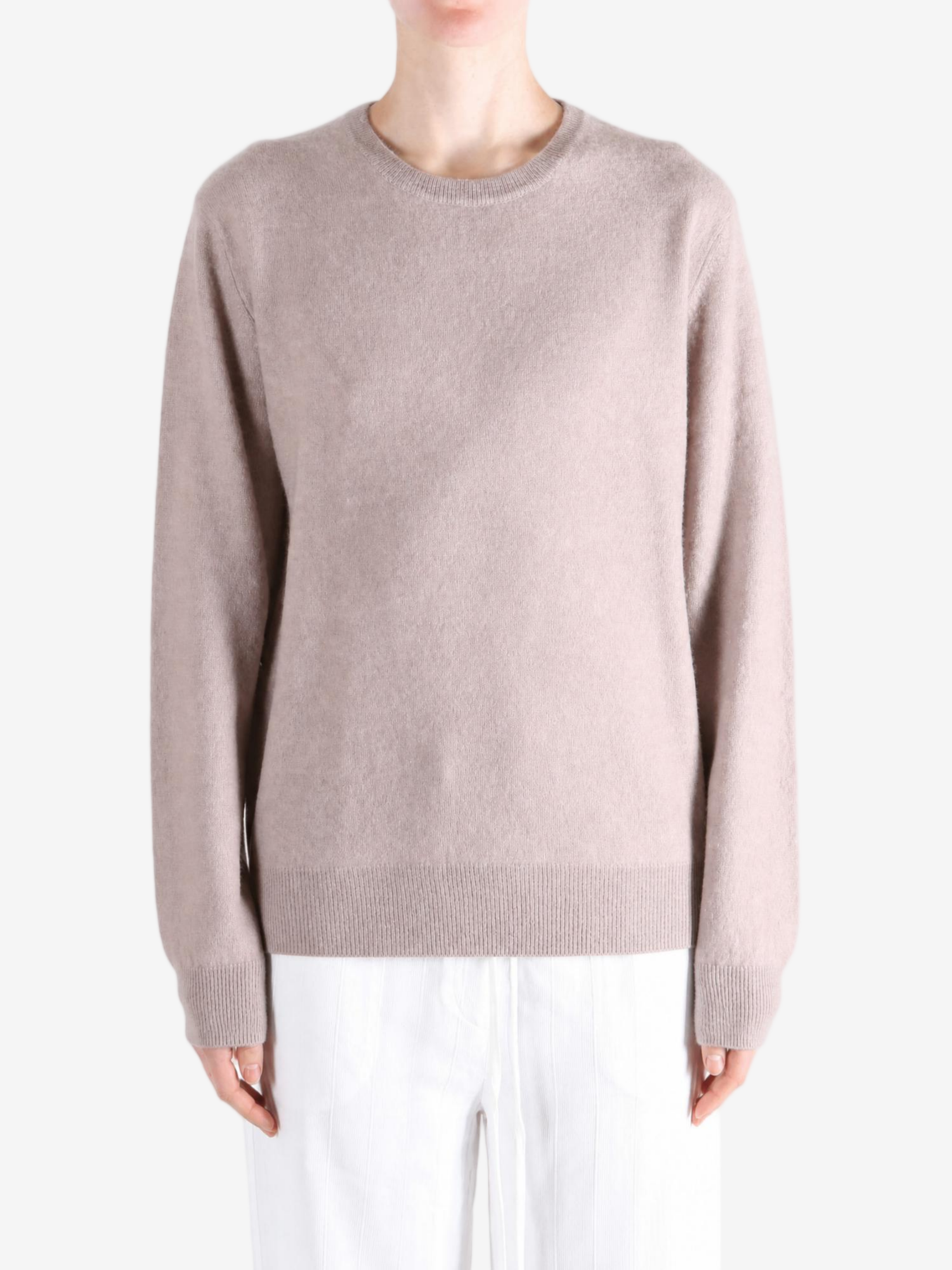 Tan hoodie, full body view
