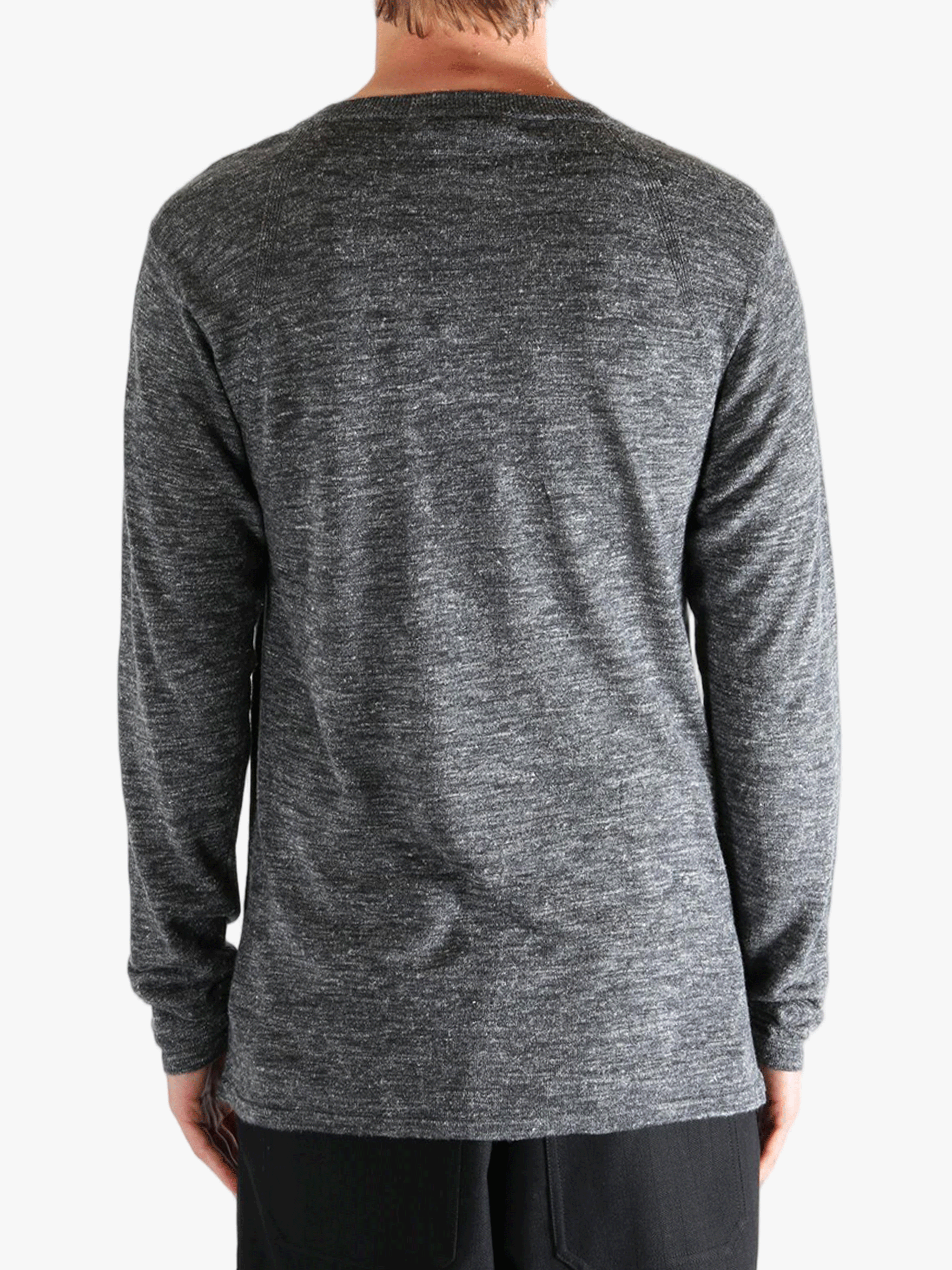 Grey shirt, back view