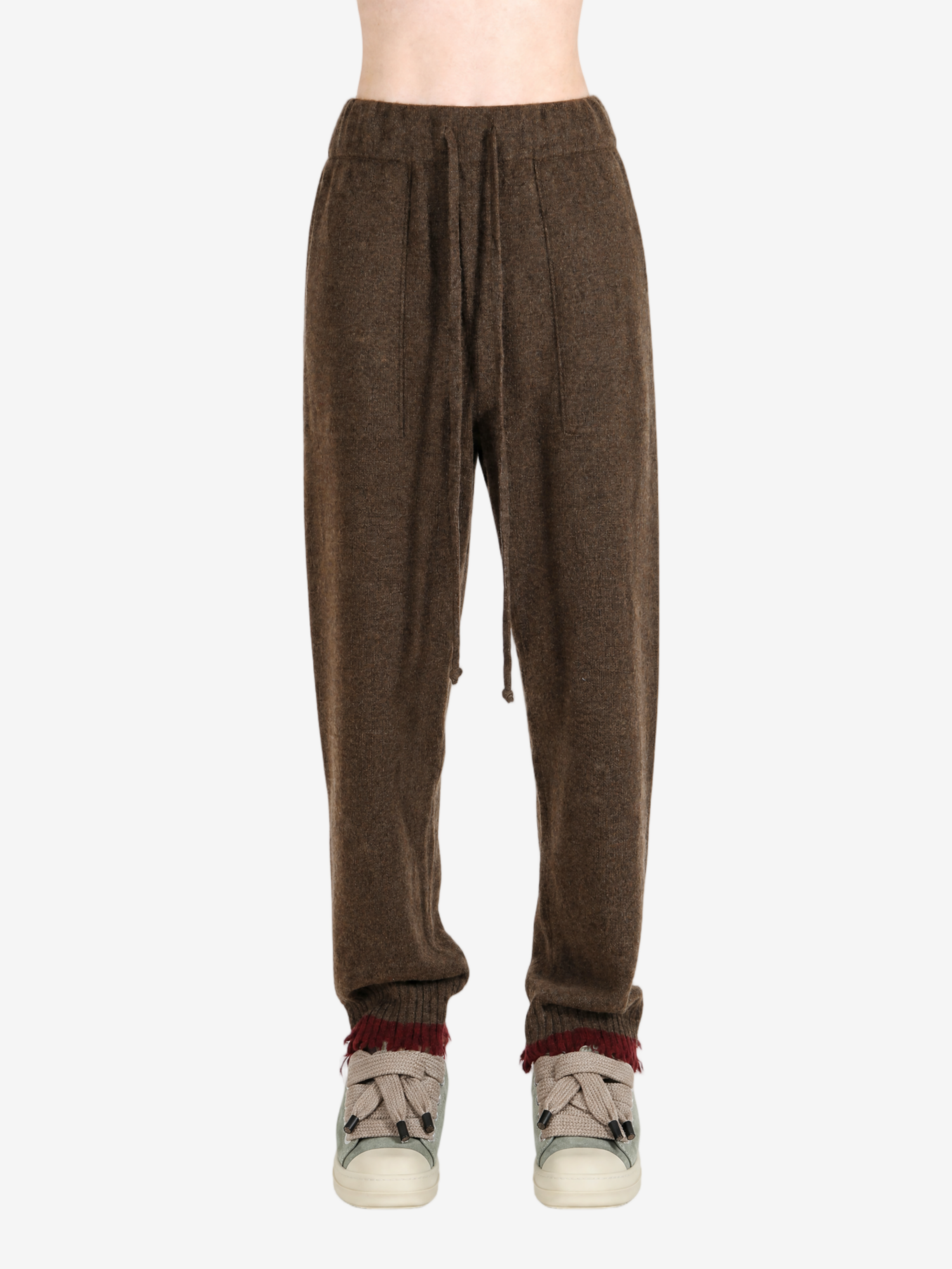 Brown pants, full body view