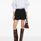 Black shorts, full body view