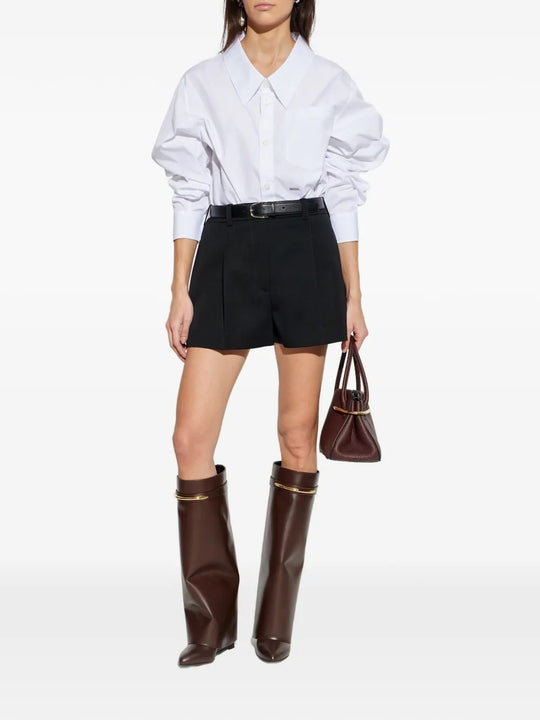 Black shorts, full body view