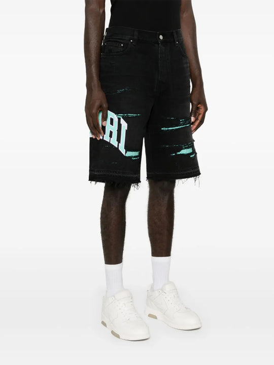 Black shorts, full body view
