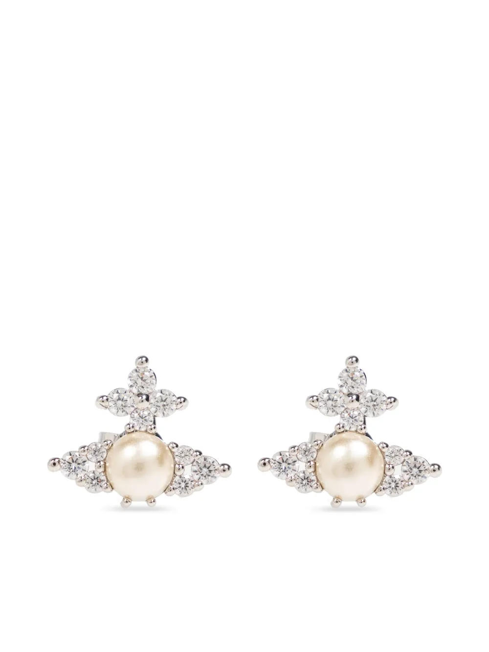 White earrings, front view