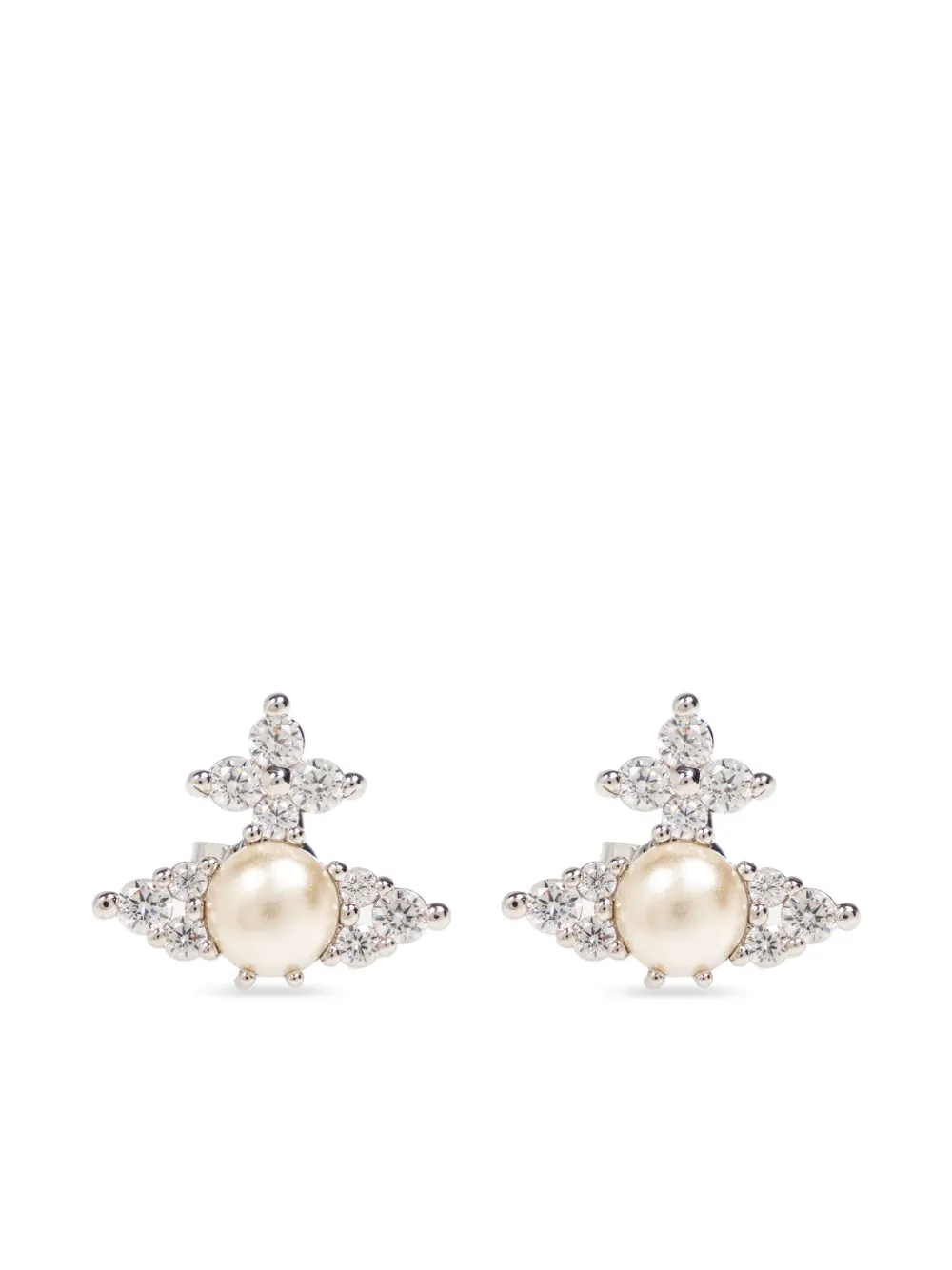 White earrings, front view