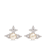 White earrings, front view