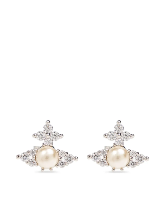 White earrings, front view