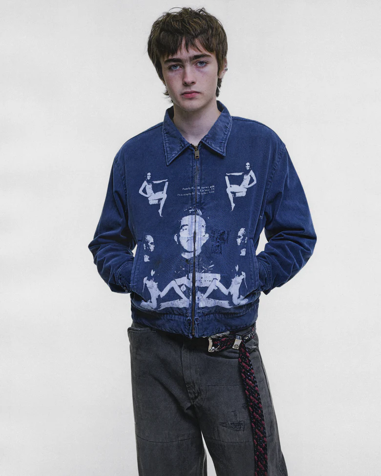 Navy jacket worn by a person, showing the jacket fit