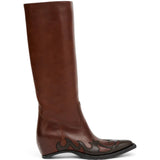 Brown boots, side view