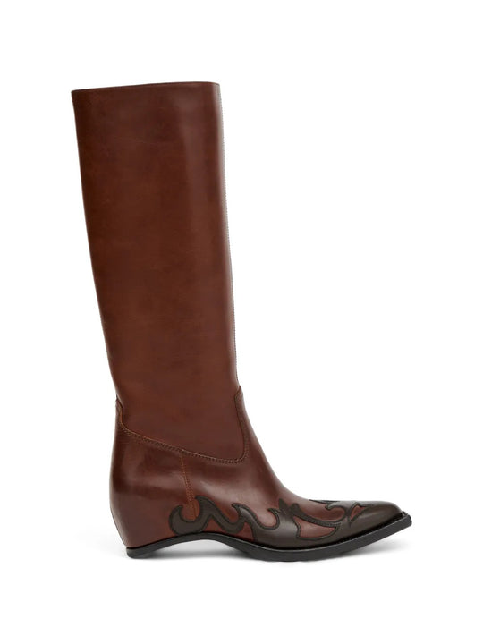 Brown boots, side view