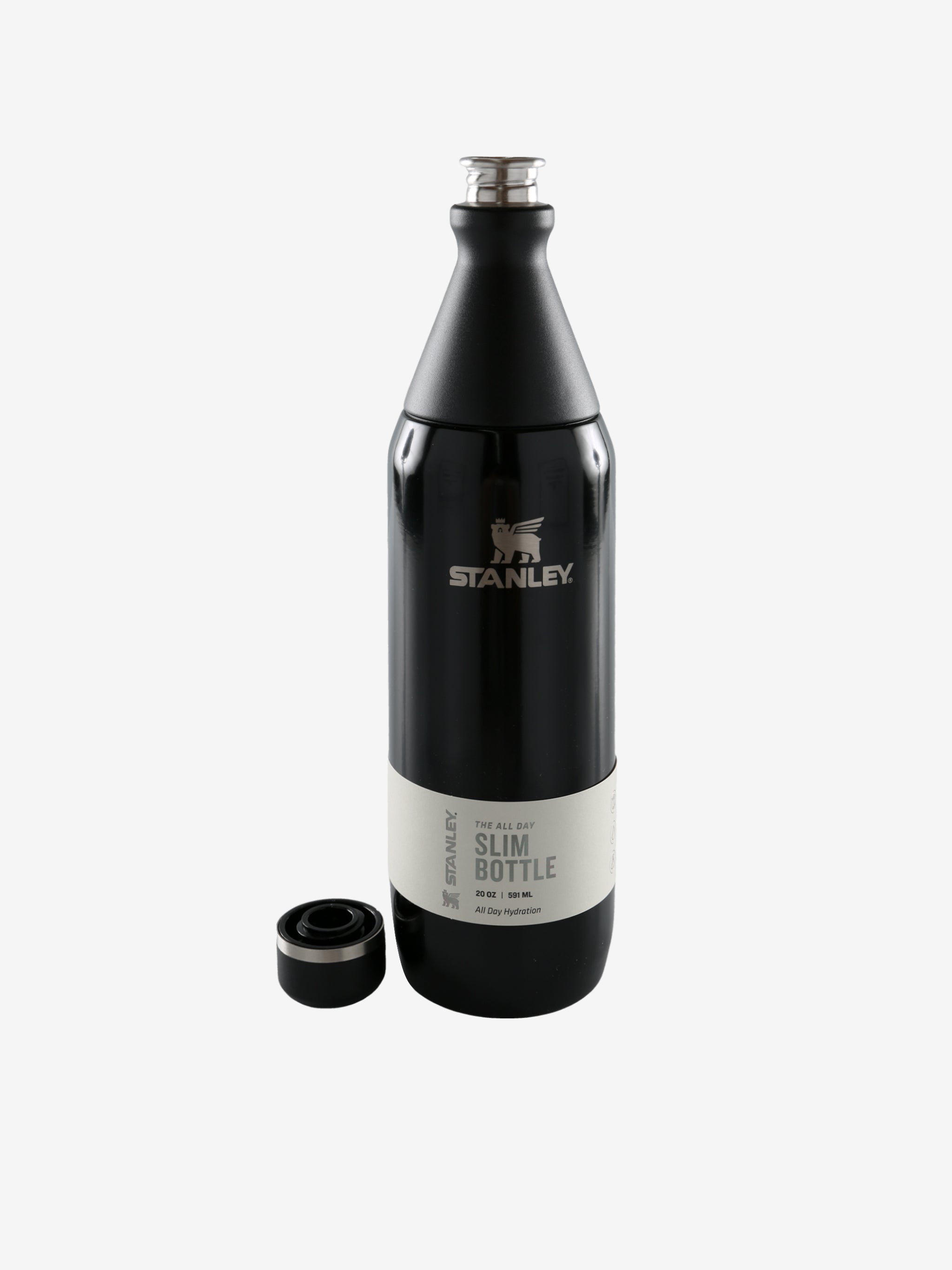Black bottle, front view
