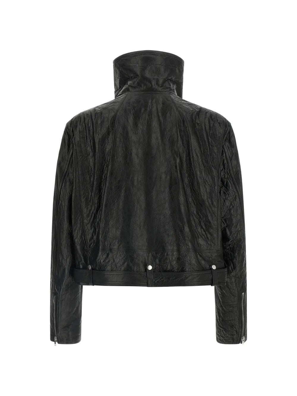 Black jacket, back view showing slim fit