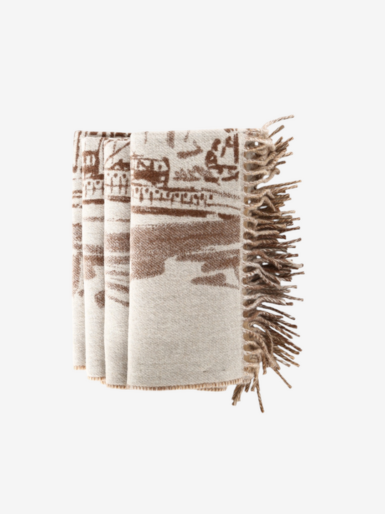 Close up of Tan scarf, showing detail