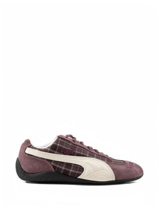 Burgundy shoes, side view