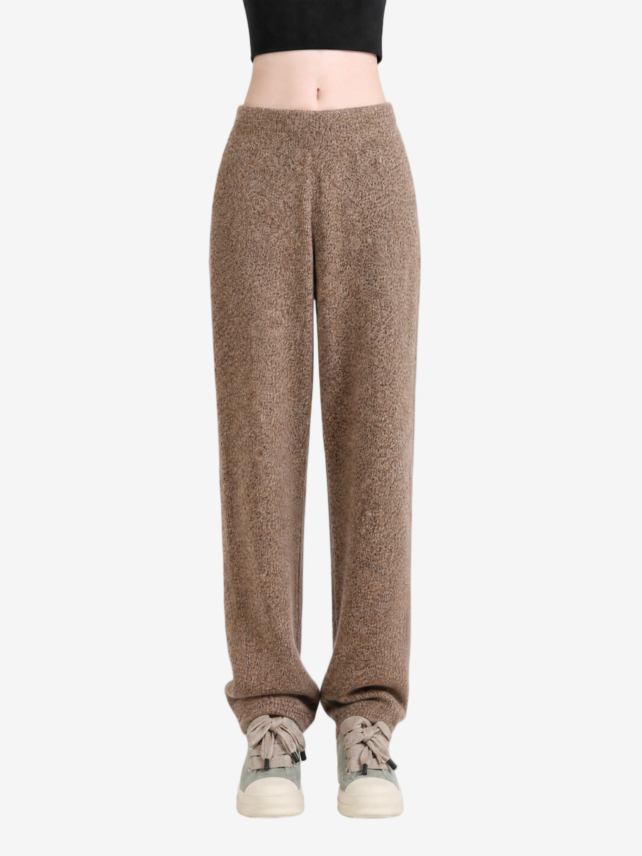 Brown pants, full body view