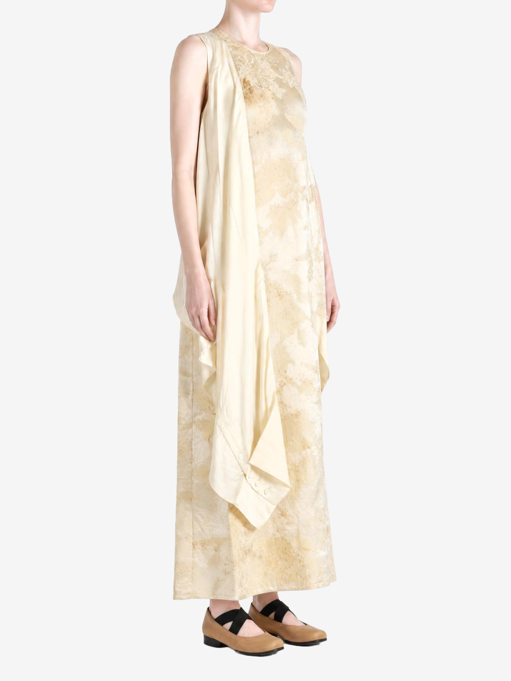 Tan dress, full body view